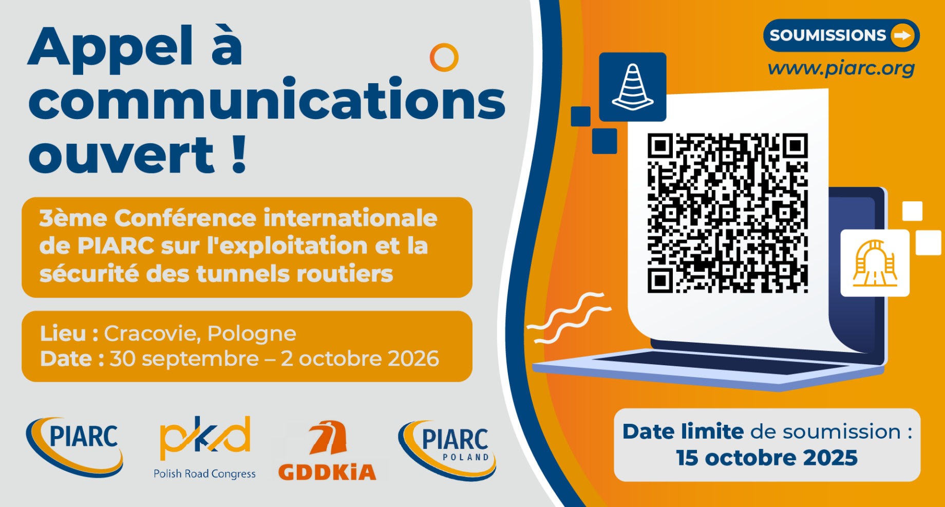 Appel à communications : 3e Conférence internationale de PIARC sur l'exploitation et la sécurité des tunnels routiers
