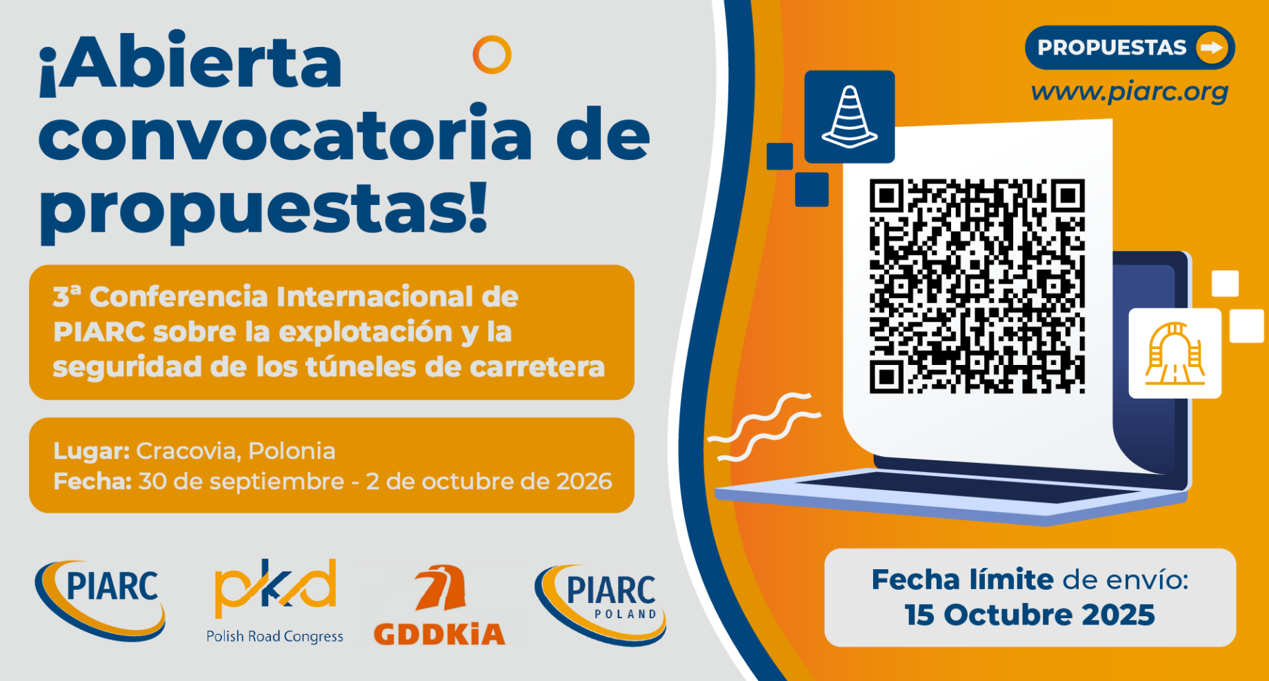 Convocatoria de comunicaciones: 3ª Conferencia Internacional de PIARC sobre Explotación y Seguridad en Túneles de Carretera