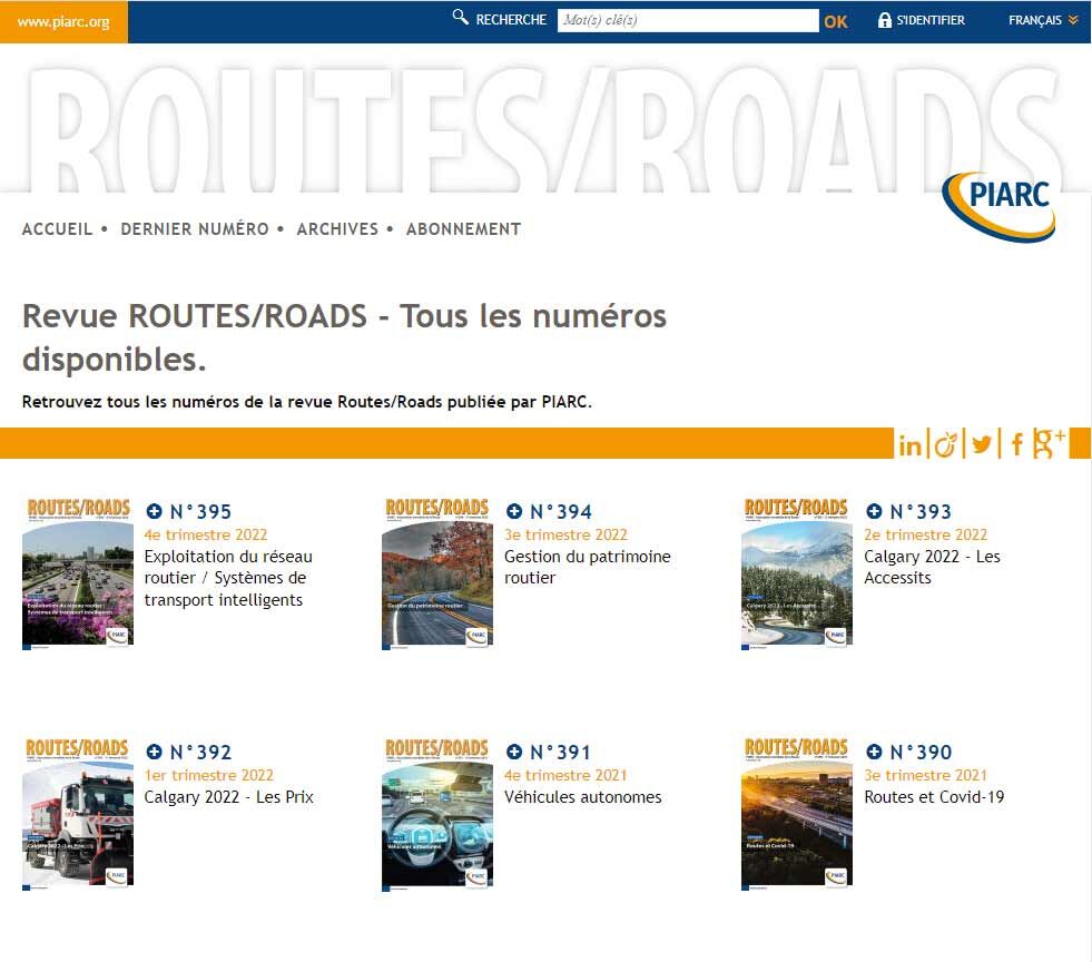 Les revues Routes/Roads sont disponible en version numérique.