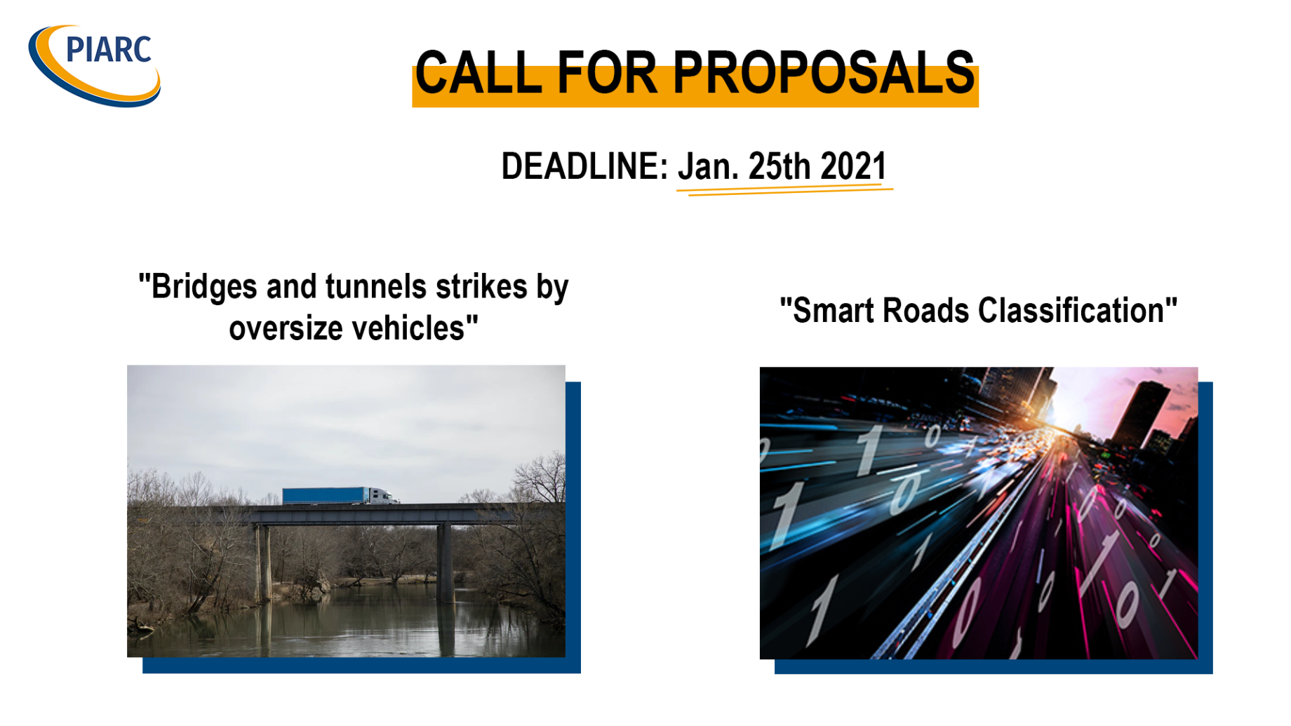 PIARC Special projects:
Calls for proposals open!