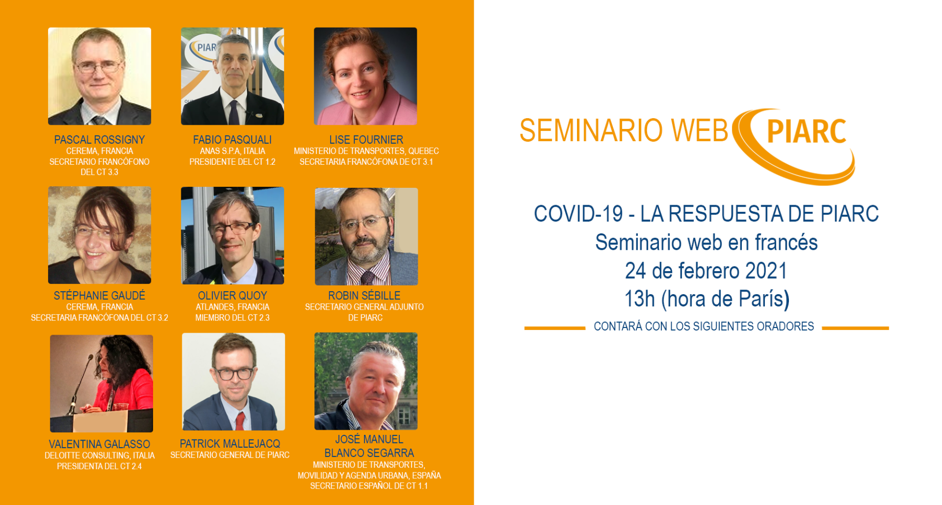 ¡Obtenga más información sobre el informe técnico especial COVID-19 en el próximo seminario web de PIARC!